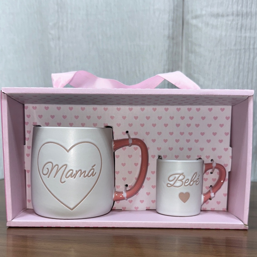 Pink and Pearl 'Mamá & Bebé' Ceramic Mug Set